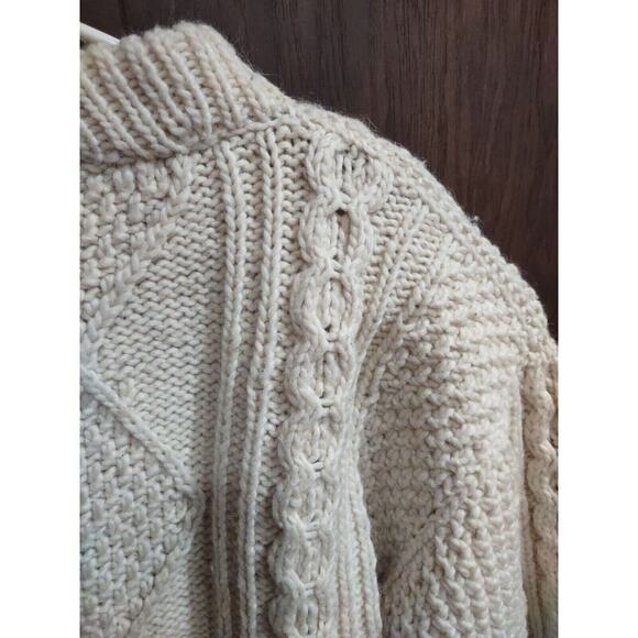 Venecia Imports Womens Large Cable Fisherman Wool Thick Grandpa Chunky Sweater - Picture 8 of 10